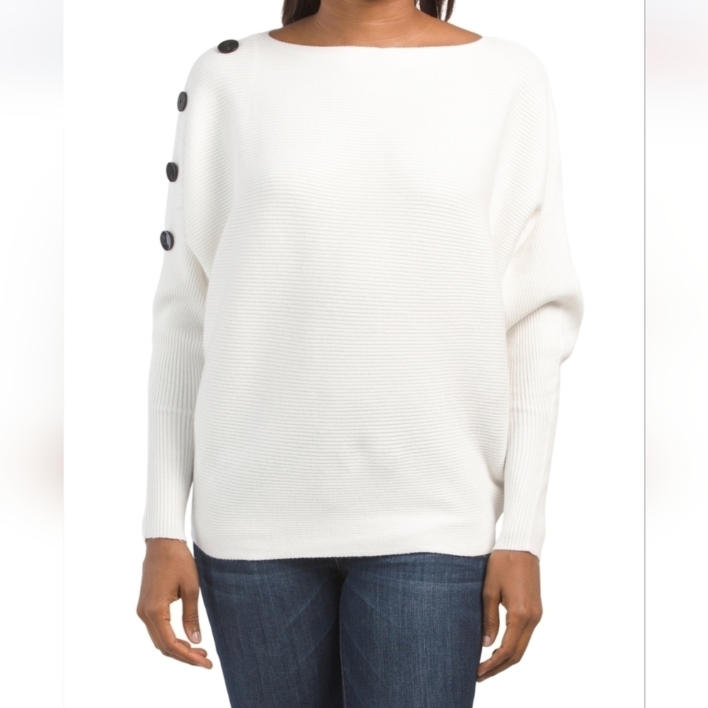 Greige Ivory Dolman Sleeve Ribbed Sweater